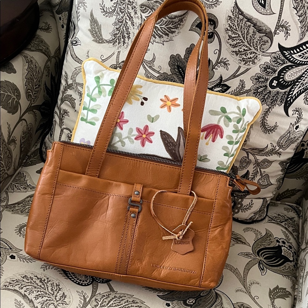 Spikes & Sparrow- Genuine Leather Tan shoulder Bag -